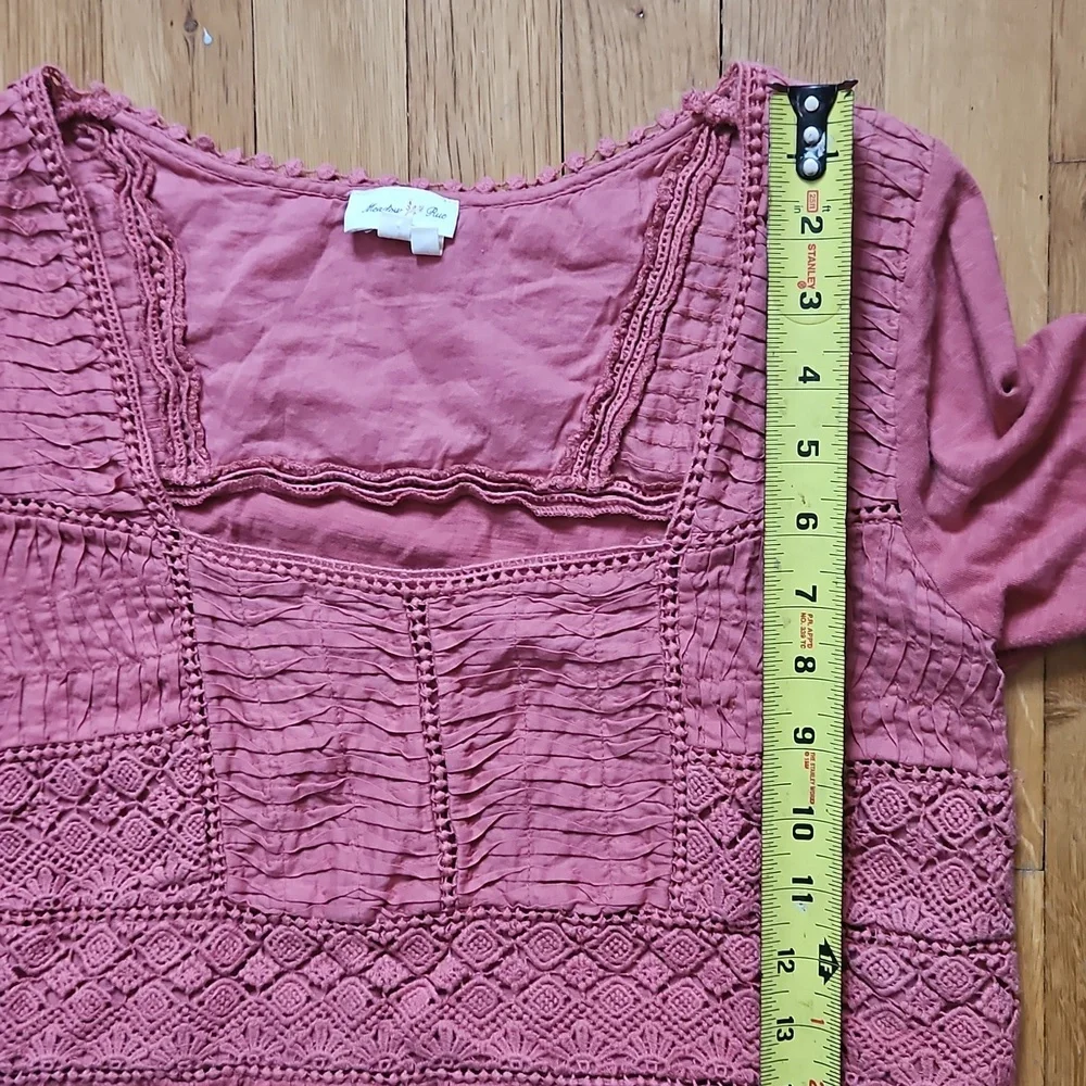 ANTHROPOLOGIE Rust quare neck crochet cotton Croppef top